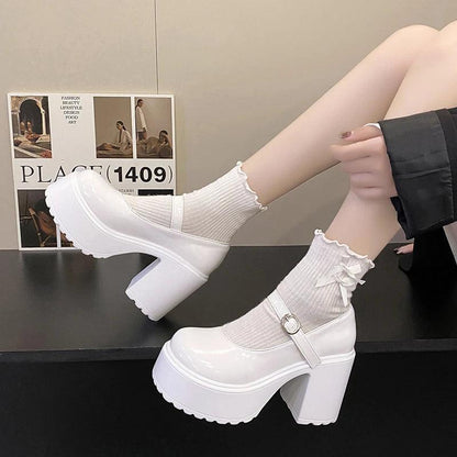 Chunky Platform High Heels Shoes - Anilovers