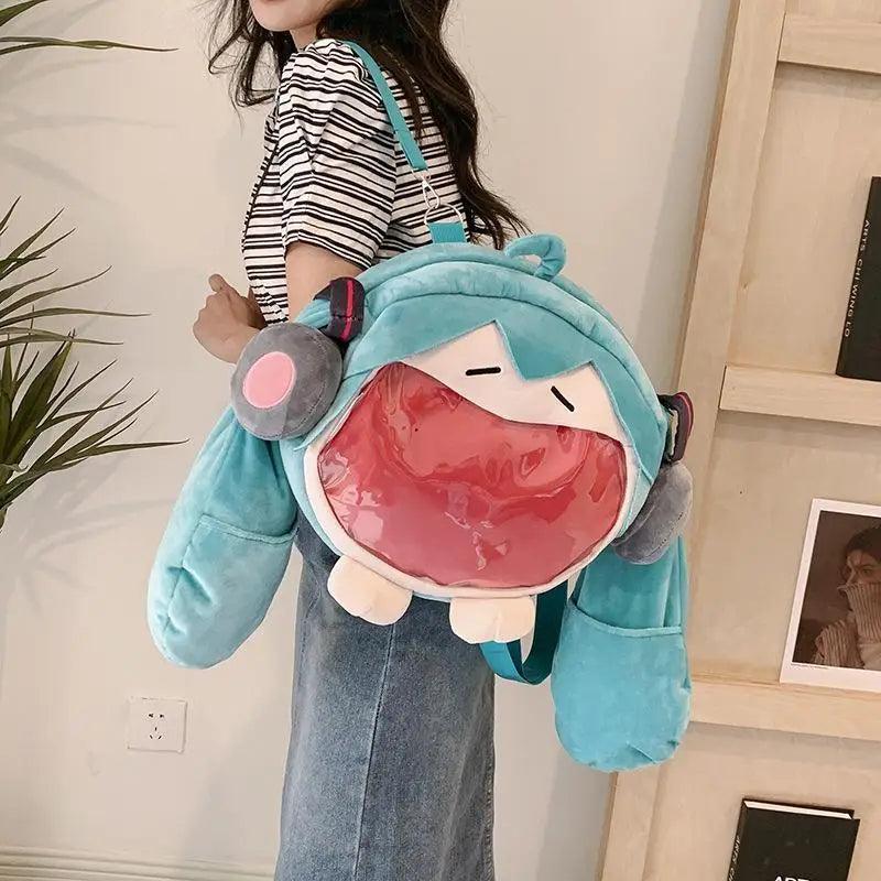 Hatsune Miku Backpack Plush Big Mouth Shoulder Bag - Anilovers