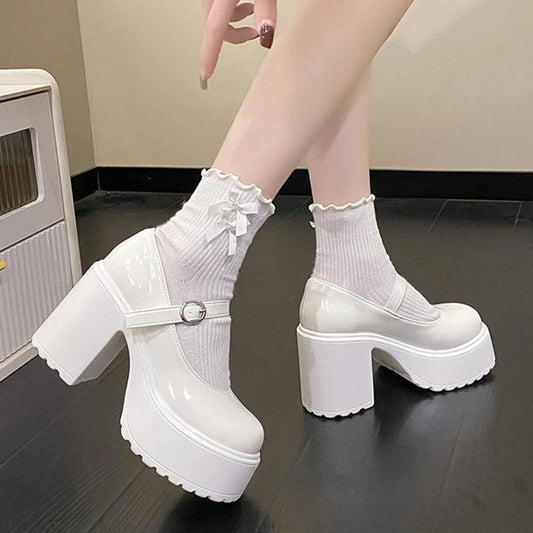 Chunky Platform High Heels Shoes - Anilovers